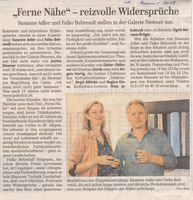 Ferne Nähe - Reizvolle Widersprüche (Lübecker Nachrichten August 2013)